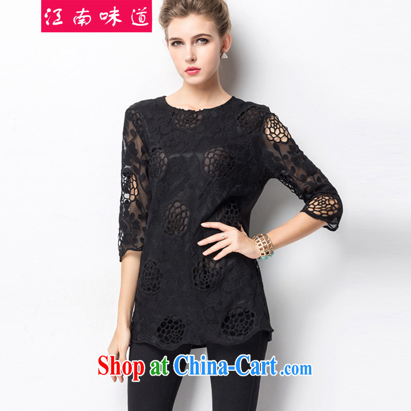 taste in Gangnam-gu 015 new Europe the code mm thick and fat and King code snow woven lace graphics thin, 7 cuff dress black 4 XL recommendations 160 - 180