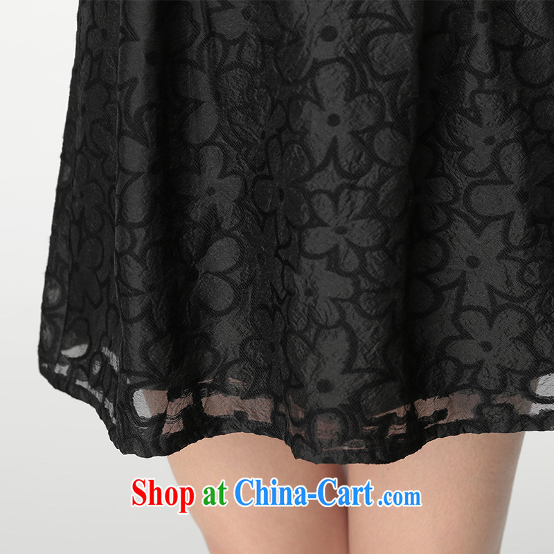 The better the larger female thick mm summer 2015 new dresses jacquard fashion dress black large code 5 XL, better in Dili (jiadiou), shopping on the Internet