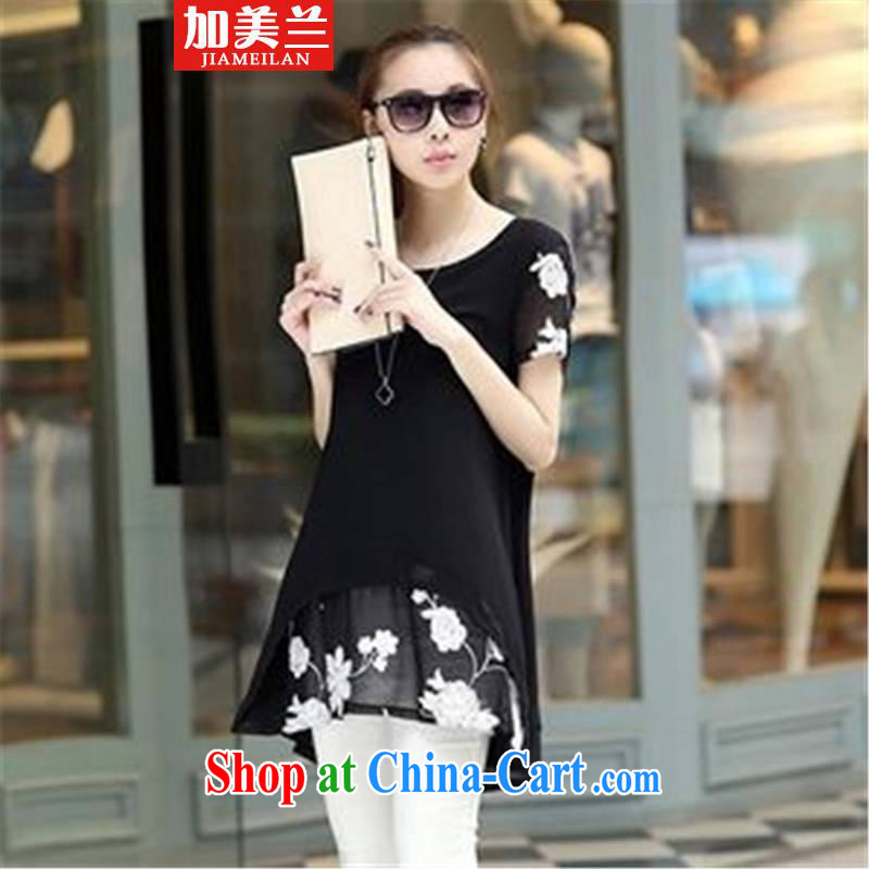 The United States, 2015 short-sleeved clothes snow woven shirts thick MM larger female dresses black XXXL, plus the US (JIAMEILAN), online shopping
