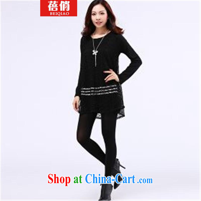 Mrs Ingrid 2015 is indeed the greater code female graphics thin winter clothes thick sister Korean solid shirt T black large code XXXXXL