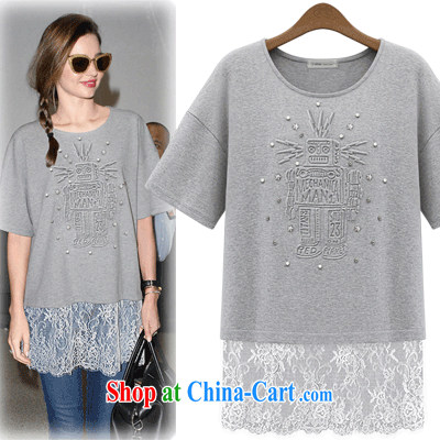 taste in Gangnam-gu 2015 Summer in Europe and indeed the greater King, ladies casual graphics thin, round-collar short-sleeve stitching lace Openwork hook flower T-shirt light gray 5 XL recommendations 180 - 210 pictures, price, brand platters! Elections are good character, the national distribution, so why buy now enjoy more preferential! Health