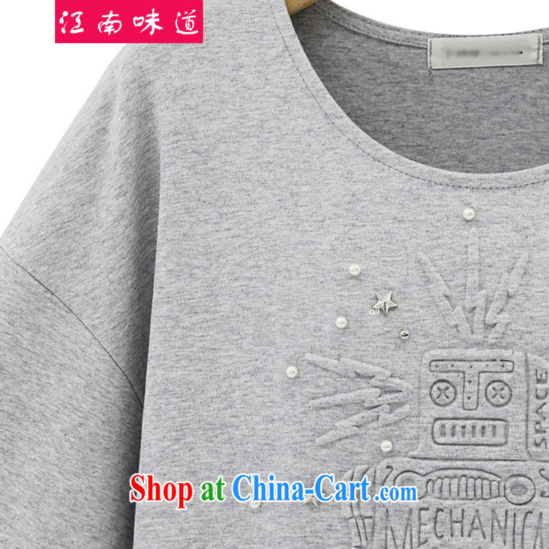 taste in Gangnam-gu 2015 Summer in Europe and indeed the greater King, ladies casual graphics thin, round-collar short-sleeve stitching lace Openwork hook flower T-shirt light gray 5 XL recommendations 180 - 210, Gangnam-gu, taste, and shopping on the Internet