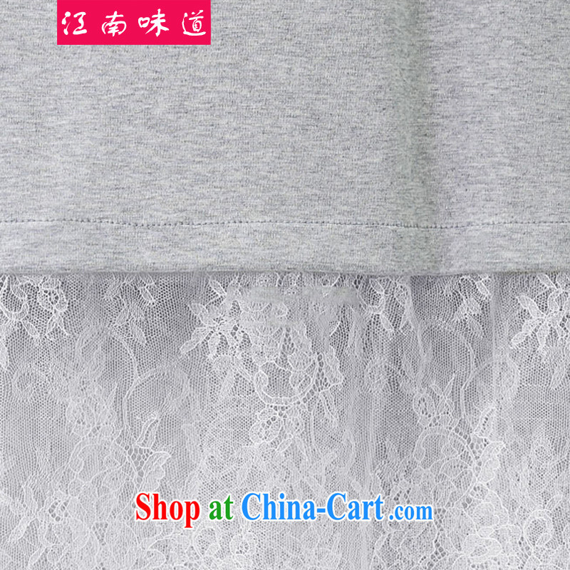 taste in Gangnam-gu 2015 Summer in Europe and indeed the greater King, ladies casual graphics thin, round-collar short-sleeve stitching lace Openwork hook flower T-shirt light gray 5 XL recommendations 180 - 210, Gangnam-gu, taste, and shopping on the Internet