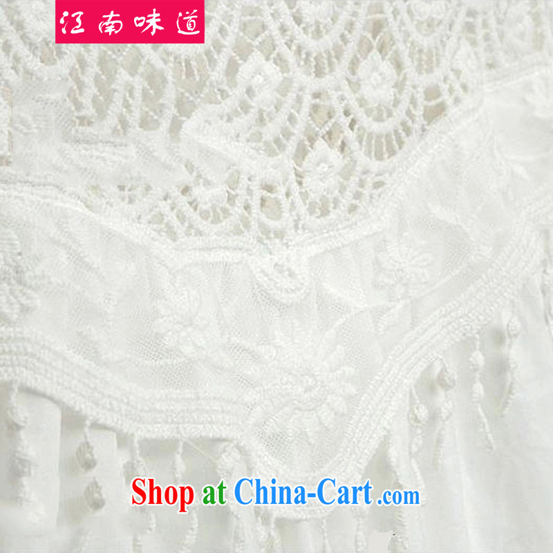 taste in Gangnam-gu 2015 summer new Europe MM on the fertilizer and King, female lace hook take loose bat T-shirt 556 white 4XL recommendations 160 - 180, Gangnam-gu, taste, and shopping on the Internet