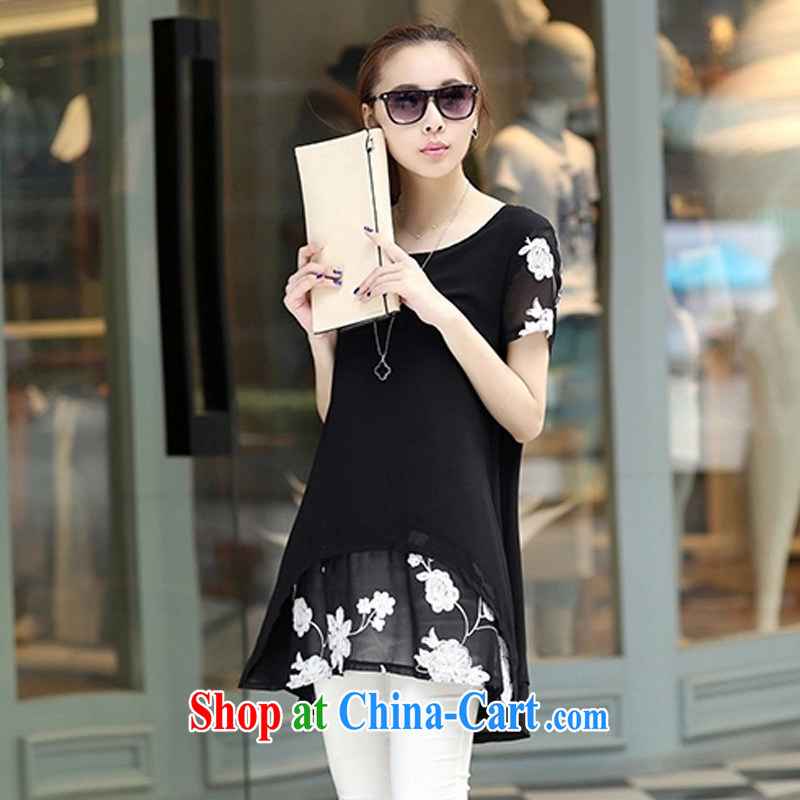 In short, people would be summer 2015 new thick MM and indeed intensify, loose video thin leave two stamp snow woven dresses female J 728 black 5 XL, in short, would the (Janrelove), online shopping