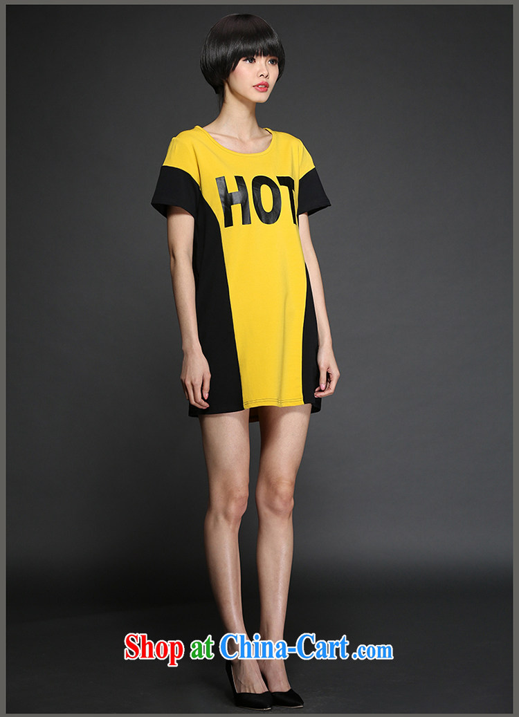 Van Gogh, The 2015 summer new products is the increase in long, short-sleeved shirt T stitching knocked color letter T-shirt fat people video thin blouses yellow 2XL 140 Jack left and right pictures, price, brand platters! Elections are good character, the national distribution, so why buy now enjoy more preferential! Health