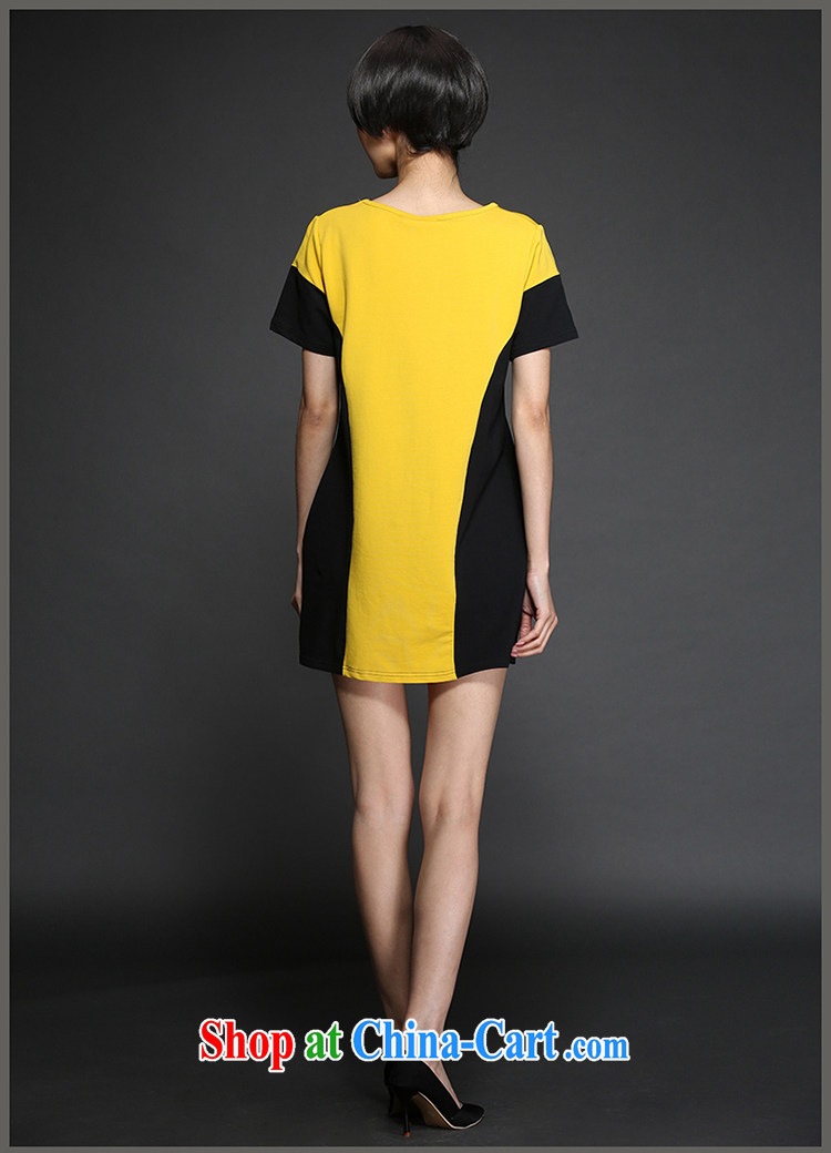 Van Gogh, The 2015 summer new products is the increase in long, short-sleeved shirt T stitching knocked color letter T-shirt fat people video thin blouses yellow 2XL 140 Jack left and right pictures, price, brand platters! Elections are good character, the national distribution, so why buy now enjoy more preferential! Health