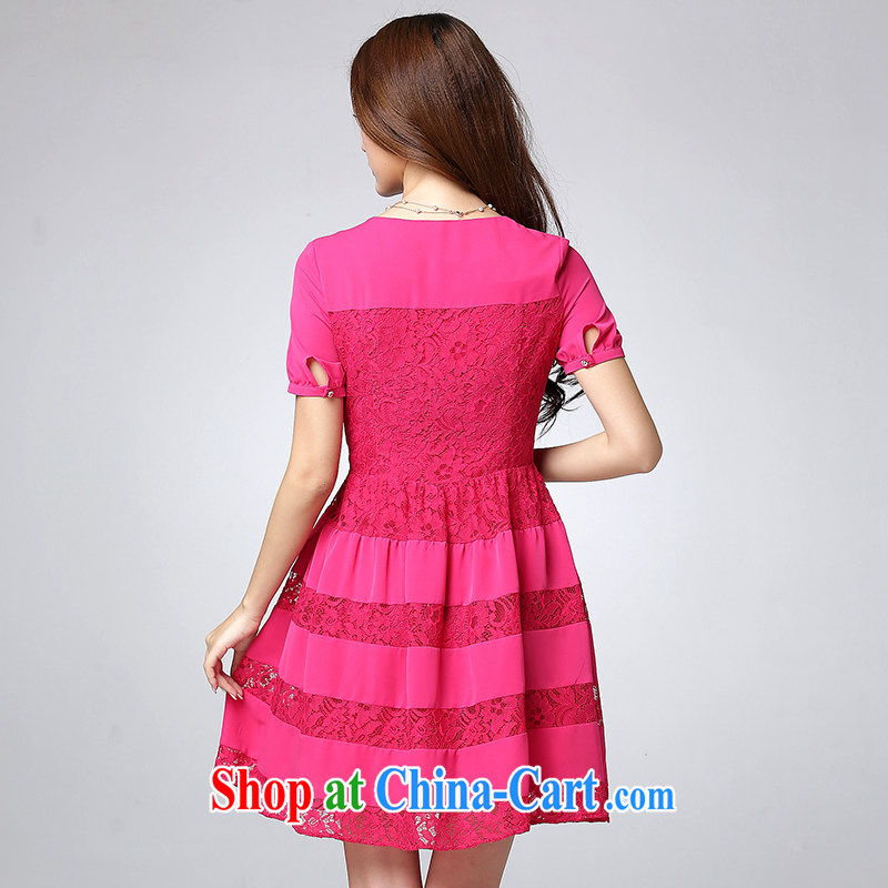 Cross-sectoral provision XL female thick MM summer lace snow woven stitching skirts thick girls with graphics thin, round-neck collar solid color the code dress of 2656 red 3XL, cross-sectoral provision (qisuo), and, on-line shopping