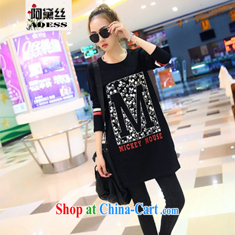 Adele, 2015 summer thick MM loose larger version, stamp duty, long package and graphics thin M letters long-sleeved shirt T sjl, 2579 S _black 5 XL