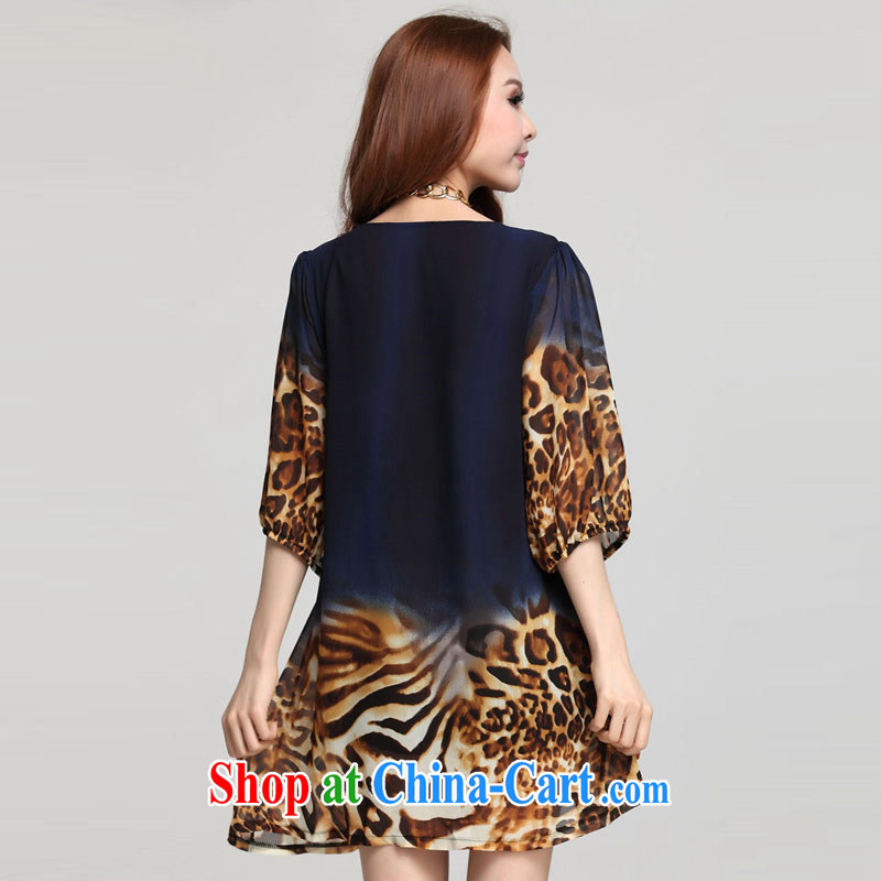 Hi Princess slave King, female loose video thin Leopard wild stamp duty and stylish dresses, with snow-woven skirt W 10,139 large blue code 4 XL, hi Maria slavery, and shopping on the Internet
