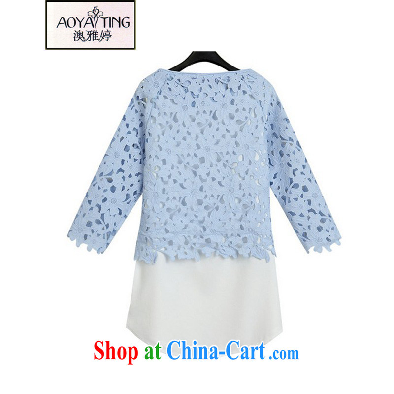 o Ya-ting 2015 spring new emphasis on MM and indeed increase, female lace snow woven shirts female 581 blue 5 XL recommends that you 175 - 200 jack, O Ya-ting (aoyating), online shopping