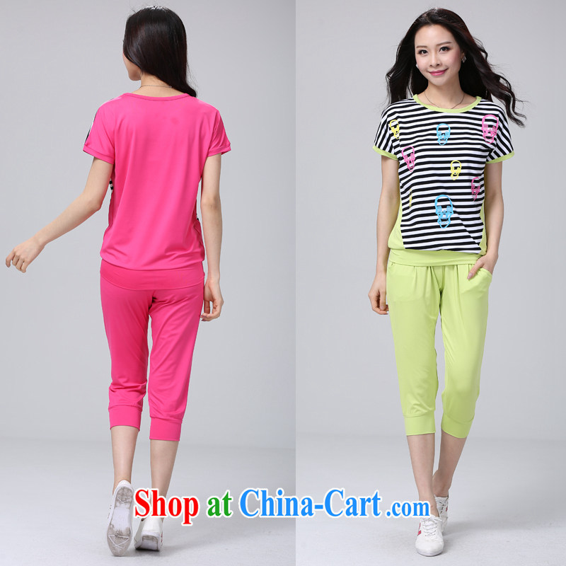 2015 the Code women stylish new summer decoration, Sport Kits streaks and stylish girl Short Package Student Package Korean fashion female spell-colored short-sleeve 7 Trouser press kit 5805 honeydew 4 XL recommendations 170 - 190 jack, Moses gives the (MOLISIDUN), online shopping