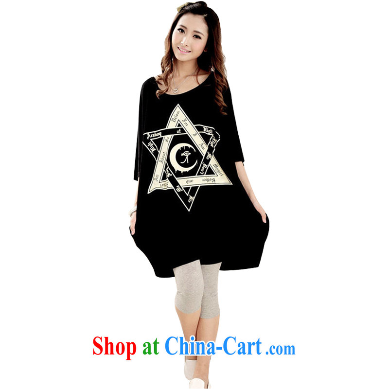 Property is property, the code is female and the fat 200 jack to wear summer 2015 new thick MM summer graphics thin T shirts loose short-sleeved T pension 6 Delta black large code are code 90 - 260 jack can be