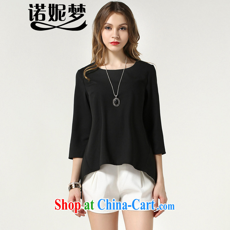 Connie was the European and American dream 2015 spring and summer new, long T-shirts female and indeed XL female 200 Jack relaxed simplicity snow woven shirts women T-shirt s1530 black XXXL