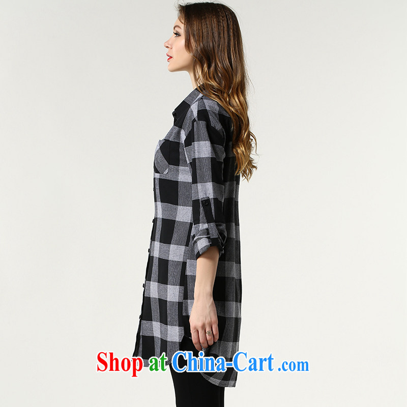 Connie's dream in Europe 2015 spring new long-sleeved checkered shirt girls and indeed increase, female 200 Jack loose video thin shirt female long s 1511 gray XXXXXL, Anne's dream, and shopping on the Internet