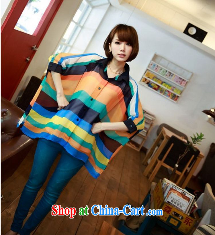 Flexible early summer 2015, female loose version 100 hem 7 color bat T-shirt collar Rainbow horizontal streaks snow woven shirts 200 jack can be seen wearing a light blue are code pictures, price, brand platters! Elections are good character, the national distribution, so why buy now enjoy more preferential! Health