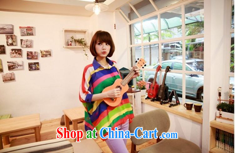 Flexible early summer 2015, female loose version 100 hem 7 color bat T-shirt collar Rainbow horizontal streaks snow woven shirts 200 jack can be seen wearing a light blue are code pictures, price, brand platters! Elections are good character, the national distribution, so why buy now enjoy more preferential! Health