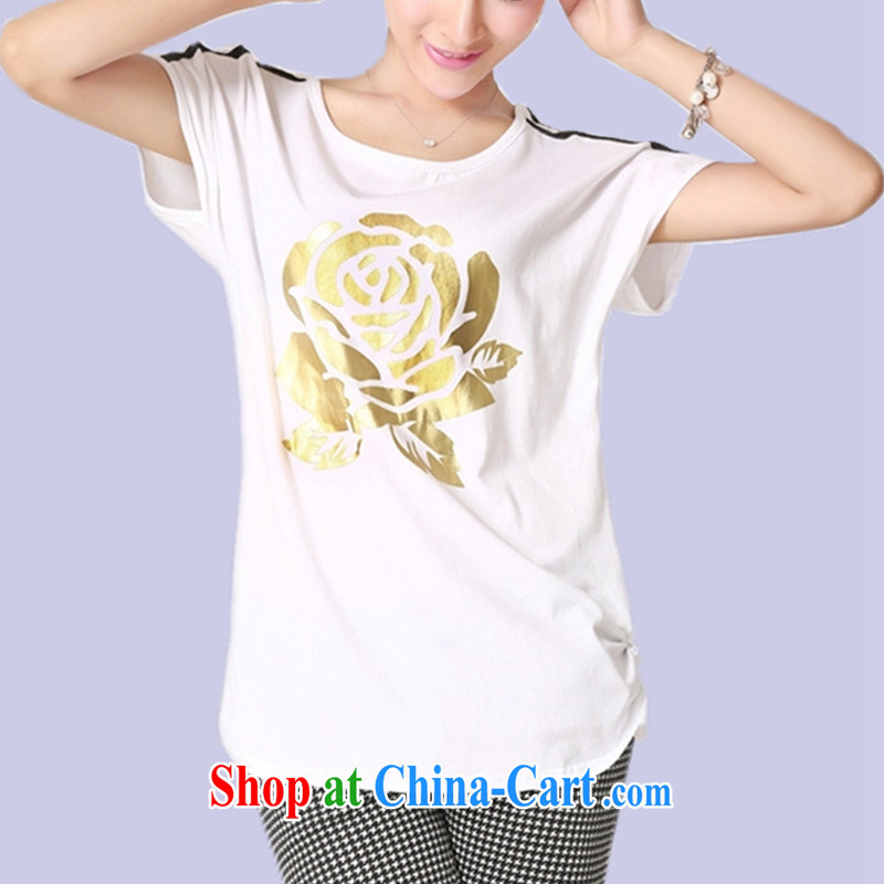 XL female T-shirt solid T-shirt cotton short-sleeved shirt T female 200 Jack mm thick graphics thin summer new 2015 Korean version stamp T-shirt black XXXL, Biao (BIAOSHANG), online shopping