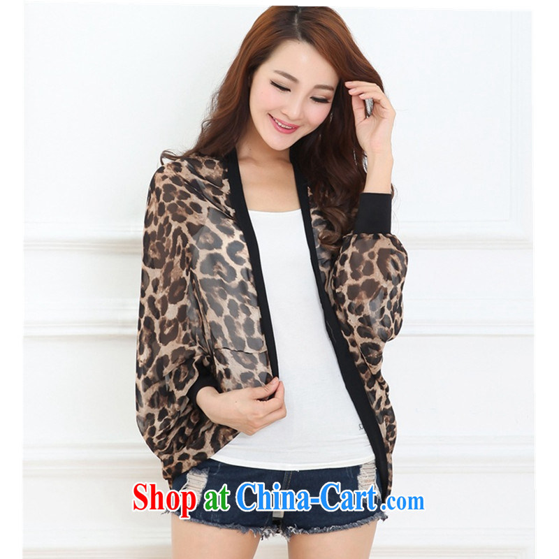 Summer 2015 women in Europe and the snow-woven shawl jacket cardigan sunscreen resort wind bat sleeves flow, thin T-shirt air-conditioning T-shirt shawl larger ladies cardigan sunscreen, black Leopard L, Biao (BIAOSHANG), on-line shopping