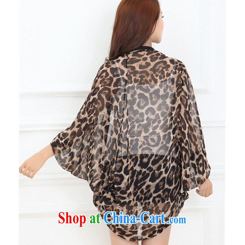 Summer 2015 women in Europe and the snow-woven shawl jacket cardigan sunscreen resort wind bat sleeves flow, thin T-shirt air-conditioning T-shirt shawl larger ladies cardigan sunscreen, black Leopard L, Biao (BIAOSHANG), on-line shopping