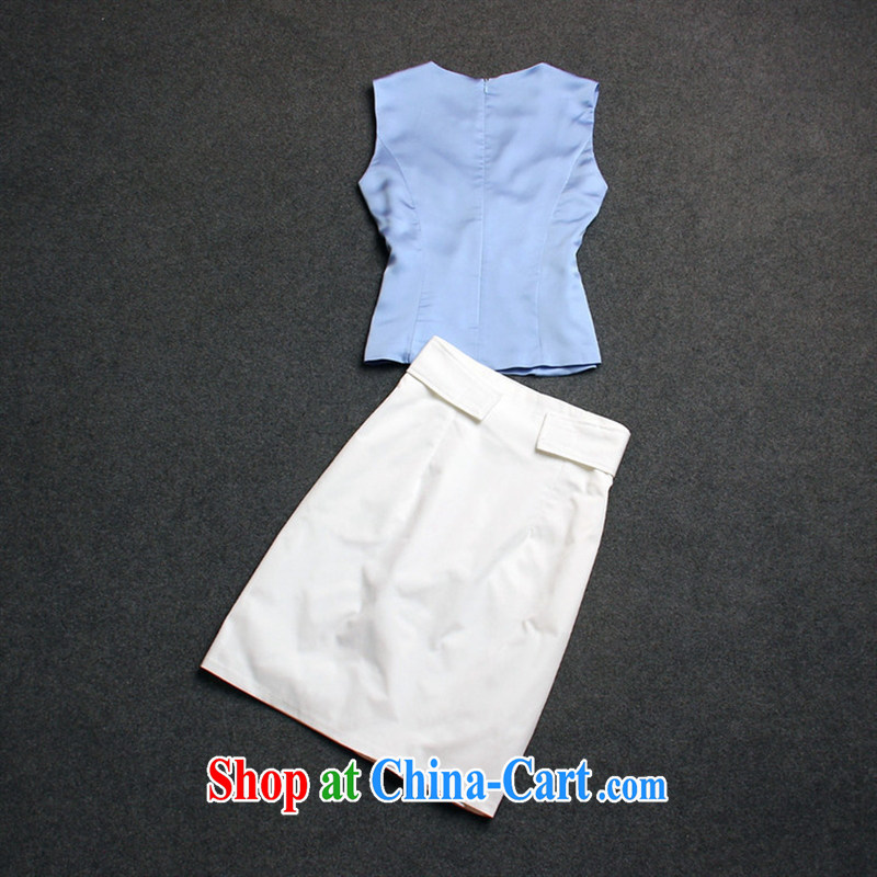 Deloitte Touche Tohmatsu store sunny summer New boutique girls Yang Ying, with wrinkles beauty blue vest + body skirt two piece kit picture color L, GENYARD, shopping on the Internet