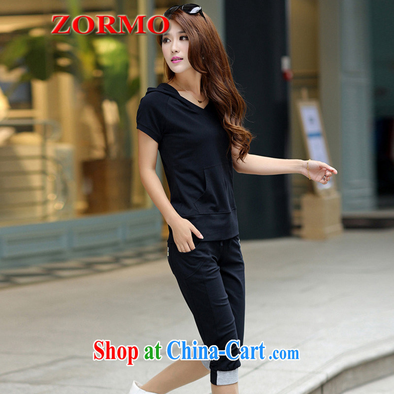 ZORMO 2015 summer new, larger lounge suite mm thick and indeed intensify T pension female + 7 pants sportswear black 4XL 160 - 180 jack, ZORMO, shopping on the Internet