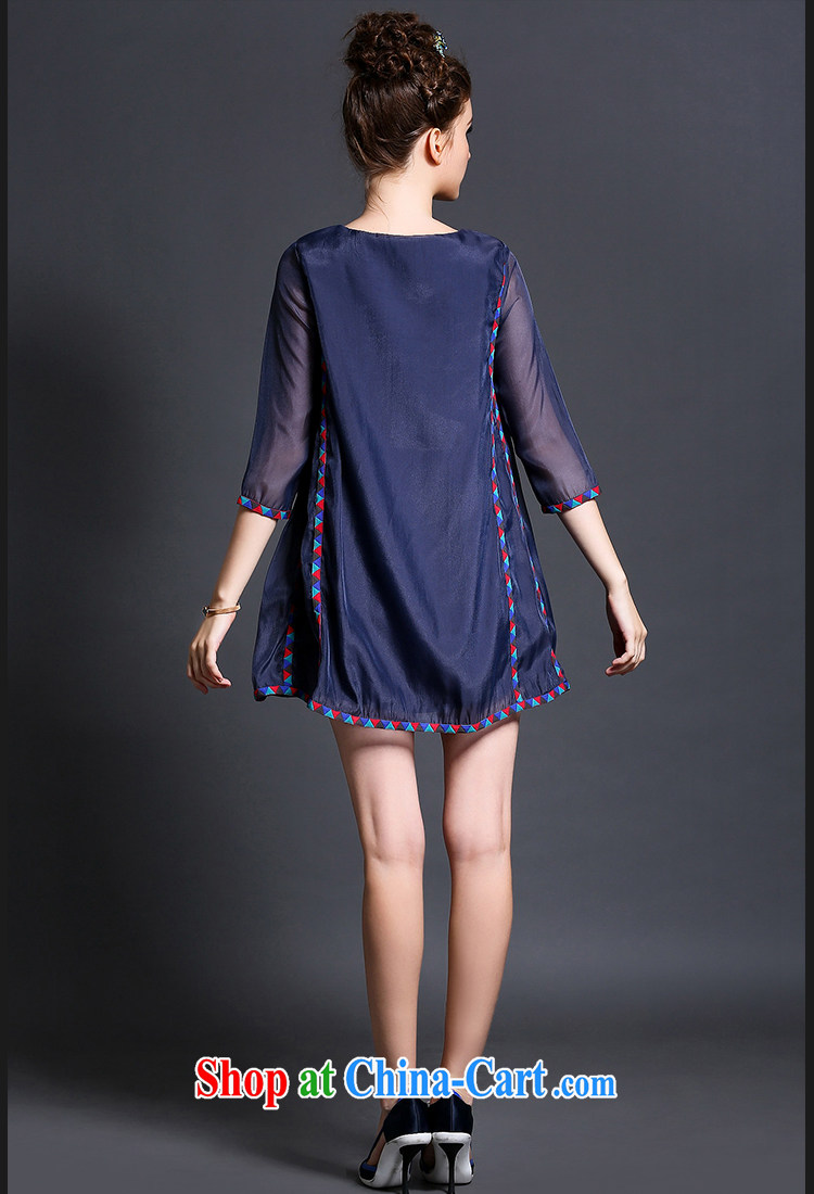 Hai Ying spring 2015, European site geometric embroidery larger female stylish graphics thin 7 cuff mm thick European root dress L 631 blue 3 XL (160 - 175 ) jack pictures, price, brand platters! Elections are good character, the national distribution, so why buy now enjoy more preferential! Health
