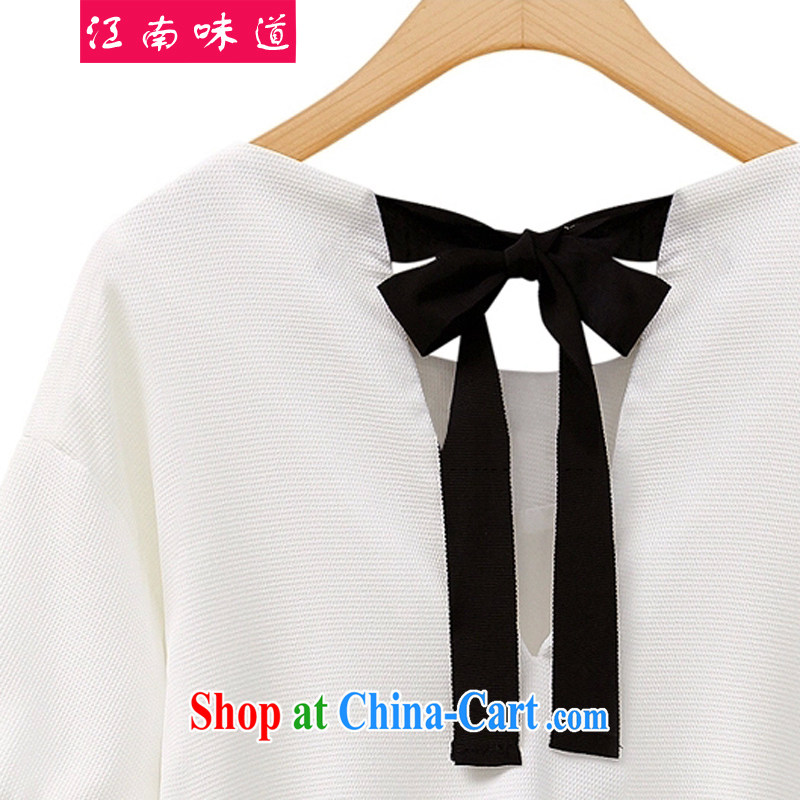 taste in Gangnam-gu 2015 summer, mm thick and fat and King, female lace snow woven stitching short-sleeved leisure video thin, bow-tie snow woven shirts black 5 XL recommendations 180 - 200 in Gangnam, taste, shopping on the Internet