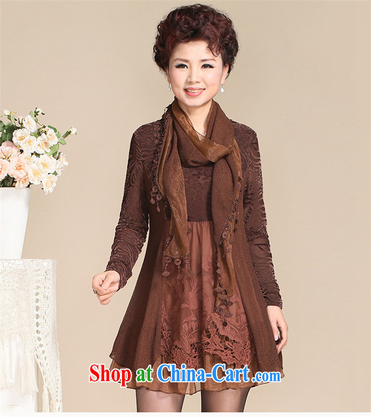 Ousmile 2015 spring Korean version stylish mom with scarf long-sleeved dresses, the elderly, women with 670 brown 5 XL pictures, price, brand platters! Elections are good character, the national distribution, so why buy now enjoy more preferential! Health