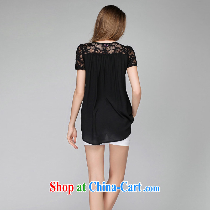 The silk, honey XL girls thick MM graphics thin summer Openwork stitching snow T woven shirts ZZ 3277 black 4XL (165 jack - 180 jack through) to the population, honey, and shopping on the Internet