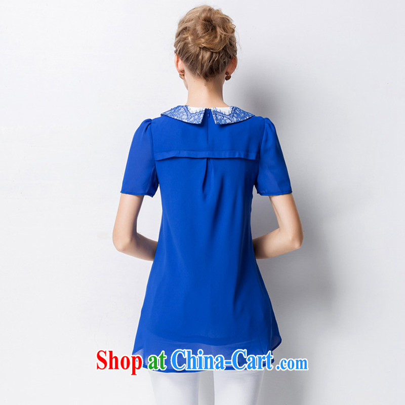 The silk, honey XL girls thick MM graphics thin summer lace lapel cultivating snow T woven shirts ZZ 1326 blue 4 XL (165 jack - 180 jack wear), the population, honey, and shopping on the Internet