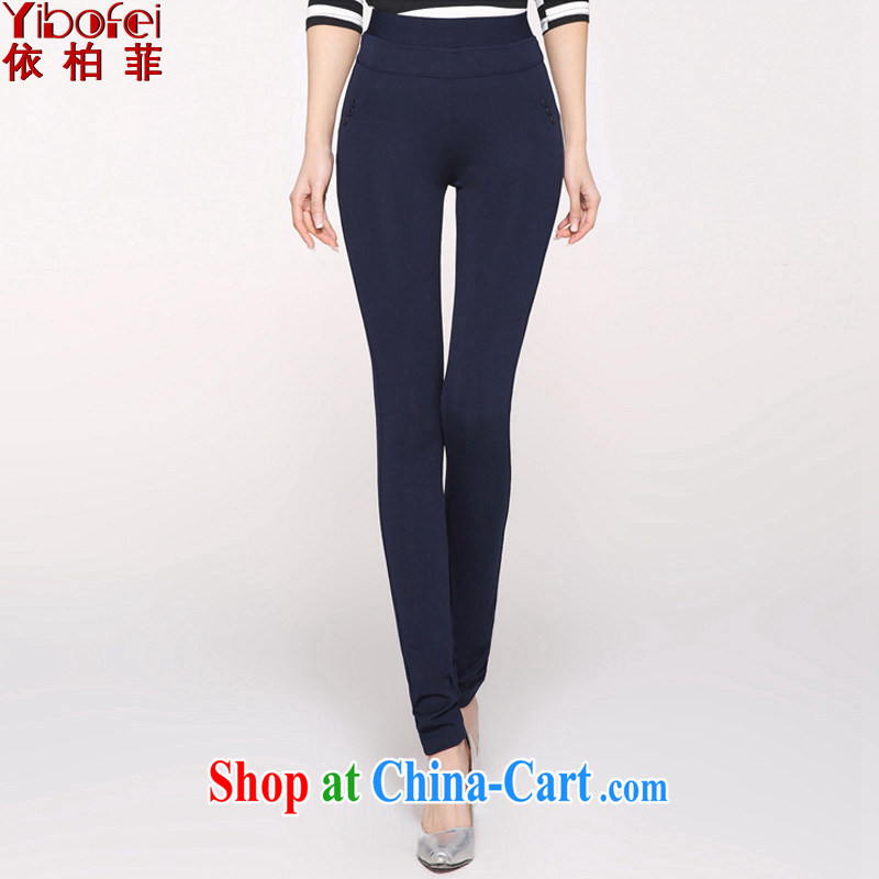 According to perfect 2015 new thick MM knitting high waist Stretch video skinny legs pencil trousers Women's Code trousers casual trousers solid Y 2128 royal blue 6 XL