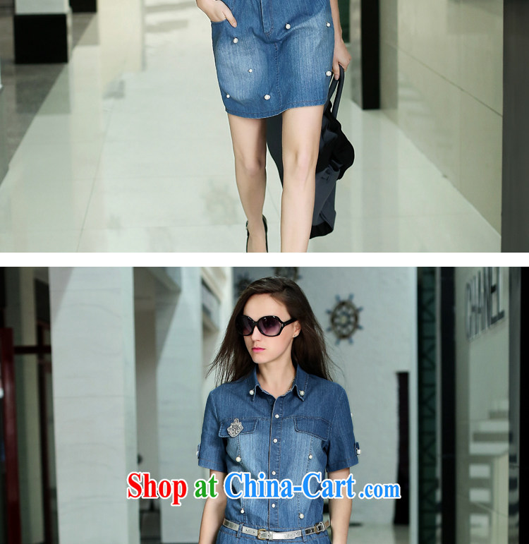 Terrace, Western Europe and the United States, the girl is manually staple Pearl decorated in a short-sleeved blue denim dress 2015 new spring denim blue 5XL 180 - 200 Jack left and right pictures, price, brand platters! Elections are good character, the national distribution, so why buy now enjoy more preferential! Health