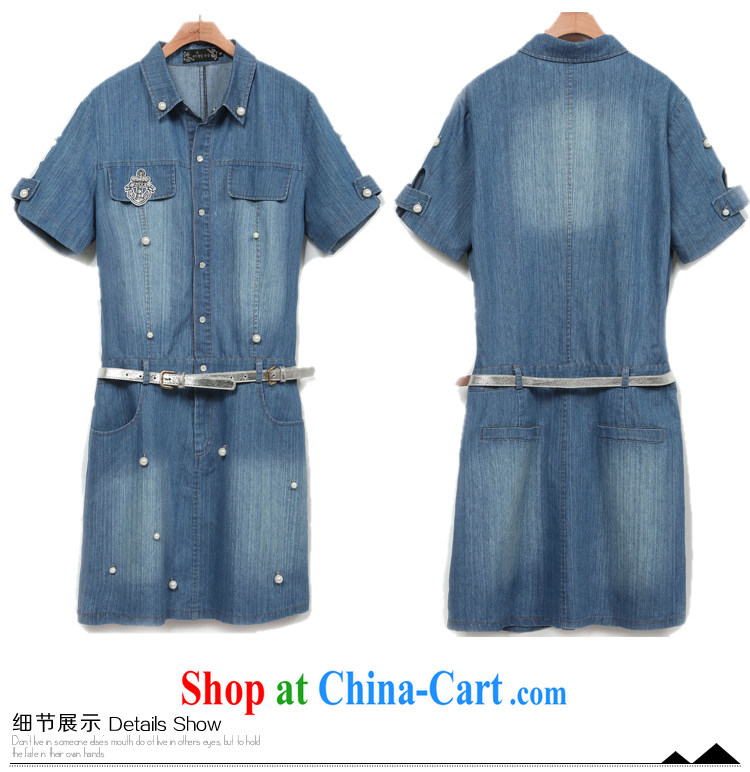 Terrace, Western Europe and the United States, the girl is manually staple Pearl decorated in a short-sleeved blue denim dress 2015 new spring denim blue 5XL 180 - 200 Jack left and right pictures, price, brand platters! Elections are good character, the national distribution, so why buy now enjoy more preferential! Health