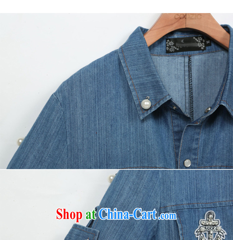 Terrace, Western Europe and the United States, the girl is manually staple Pearl decorated in a short-sleeved blue denim dress 2015 new spring denim blue 5XL 180 - 200 Jack left and right pictures, price, brand platters! Elections are good character, the national distribution, so why buy now enjoy more preferential! Health