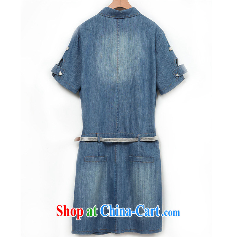 Terrace, Western Europe and the United States, the female manually staple Pearl decorated short-sleeved blue denim dress 2015 new spring denim blue 5XL 180 - 200 jack, 1000 field and the United States, and, shopping on the Internet