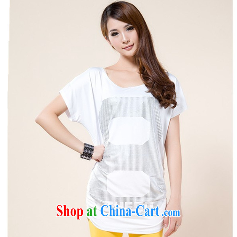 The large, female short-sleeved T-shirt 200 Jack mm thick summer Korean thick sister summer and indeed increase 2015 Korean version, long bag and cotton white XXL