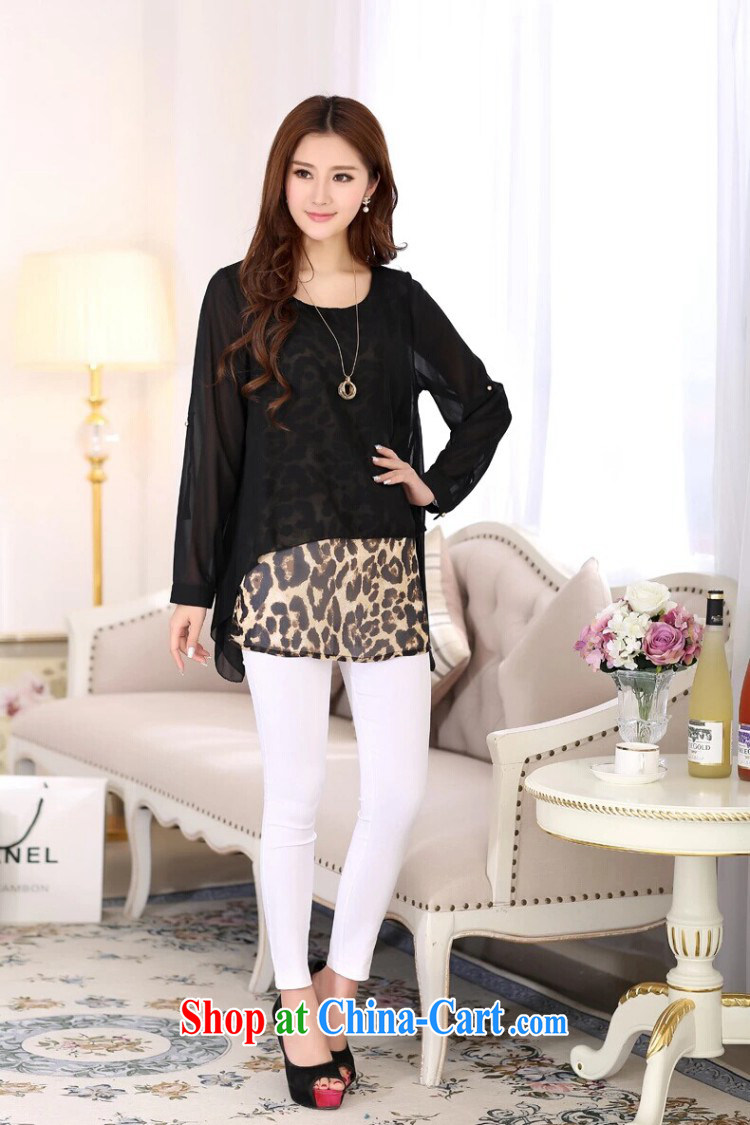 Silk mini-Hoda Badran stars fall with new XL loose snow woven shirt, long-sleeved Leopard fake two-piece T-shirt mom with thick, female graphics thin, picture color XXXXL pictures, price, brand platters! Elections are good character, the national distribution, so why buy now enjoy more preferential! Health