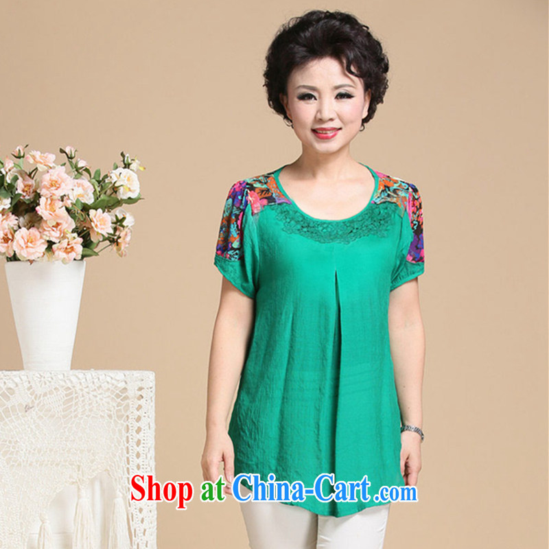 Beautiful believers summer 2015 new units, the Commission increases, female, older women with a short-sleeved shirt T the MOM with elegance snow woven shirts green XXXXL, beautiful believers, shopping on the Internet