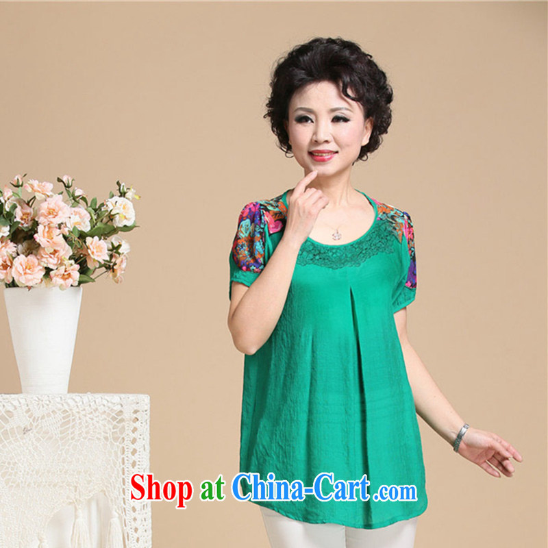 Beautiful believers summer 2015 new units, the Commission increases, female, older women with a short-sleeved shirt T the MOM with elegance snow woven shirts green XXXXL, beautiful believers, shopping on the Internet