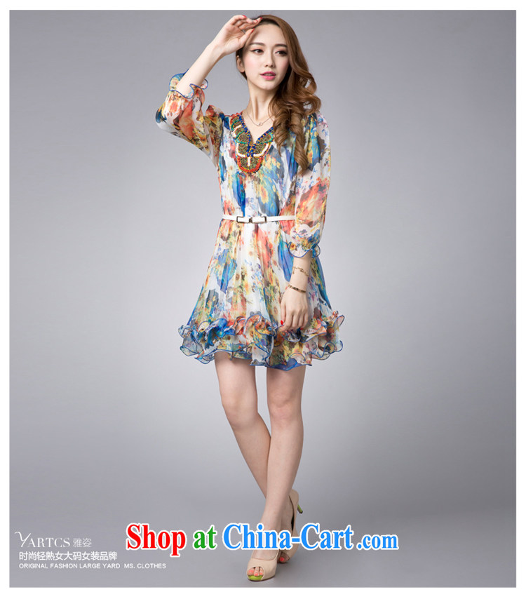 Jacob 2015 Colorful spring and summer new relaxed elegant large, snow-woven stamp duty 7 cuff bubble cuff dress blue 4 XL summer is the coolest stock pictures, price, brand platters! Elections are good character, the national distribution, so why buy now enjoy more preferential! Health