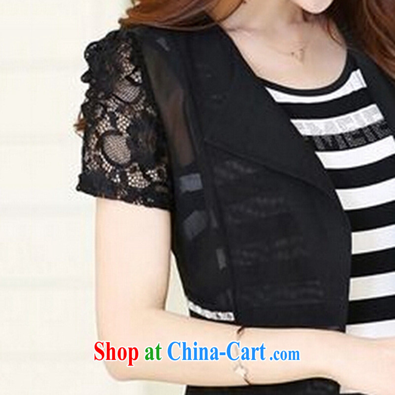 Kim Jong-il, at 2015 spring on the new larger female Korean Beauty Stripe vest lace snow woven dresses two piece J 111 black XL, aware that Tony Blair, shopping on the Internet
