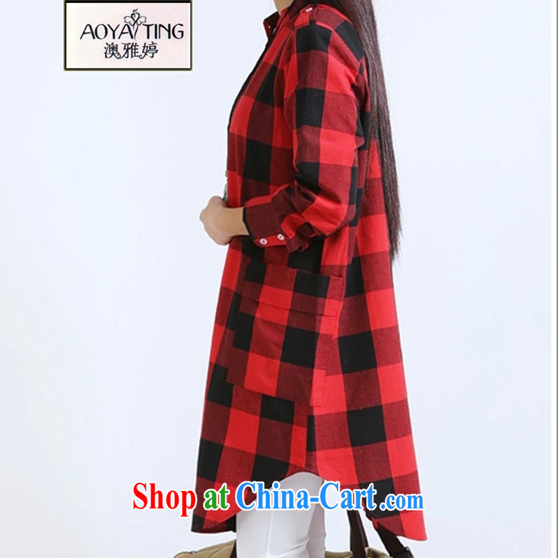 o Ya-ting 2015 spring new casual long-sleeved cotton in the Commission Long shirt women 8371 red and black tartan XXL recommends that you 145 - 175 jack, O Ya-ting (aoyating), online shopping