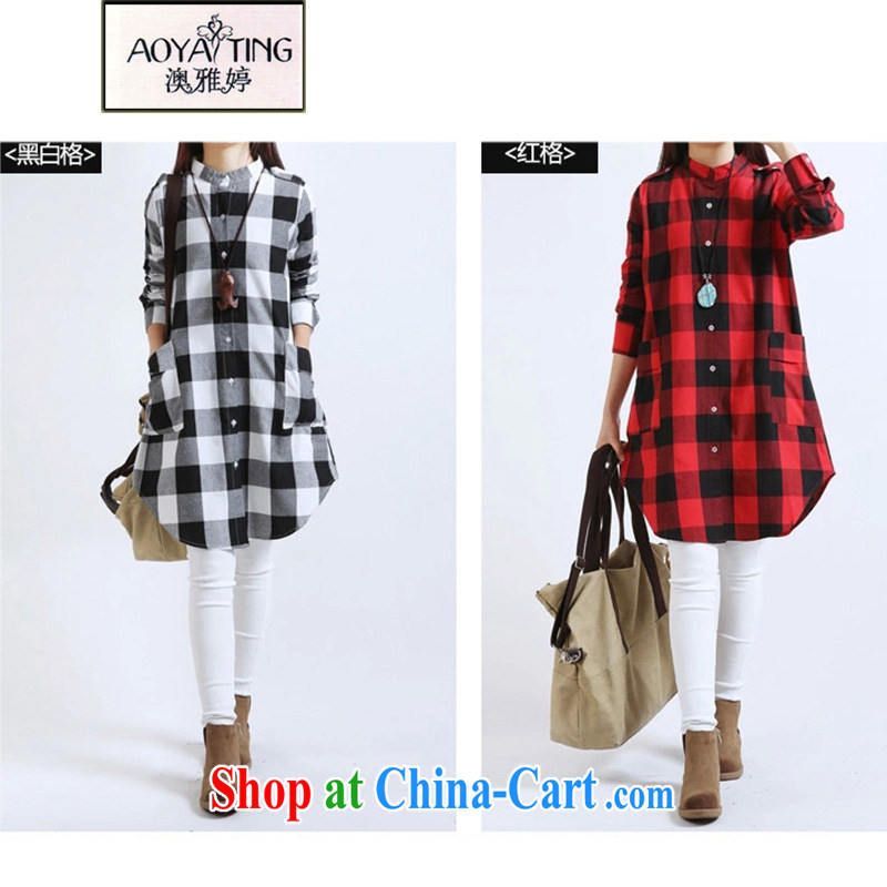 o Ya-ting 2015 spring new casual long-sleeved cotton in the Commission Long shirt women 8371 red and black tartan XXL recommends that you 145 - 175 jack, O Ya-ting (aoyating), online shopping