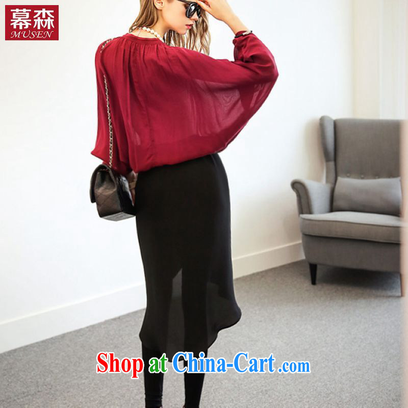 The sum 2015 spring and summer, the United States and Europe, female thick mm video thin long-sleeved T-shirt long-sleeved solid color click the Snap solid Yi 200 jack can be seen wearing a red XXXXXL, Sum, and shopping on the Internet