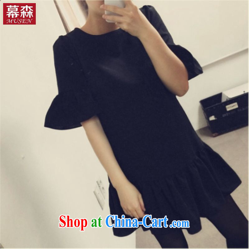 The sum 2015 summer Korean loose the Code women flouncing short-sleeved thick mm and indeed intensify dresses 200 jack can be seen wearing black XXL