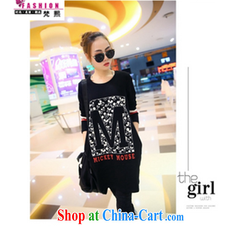 Van Gogh Hee-king, and indeed increase 2015 thick MM loose larger version, stamp duty, long-sleeved, packages and graphics thin M letters solid shirt T black XXXXXL 180-200, Van Gogh-hee, shopping on the Internet