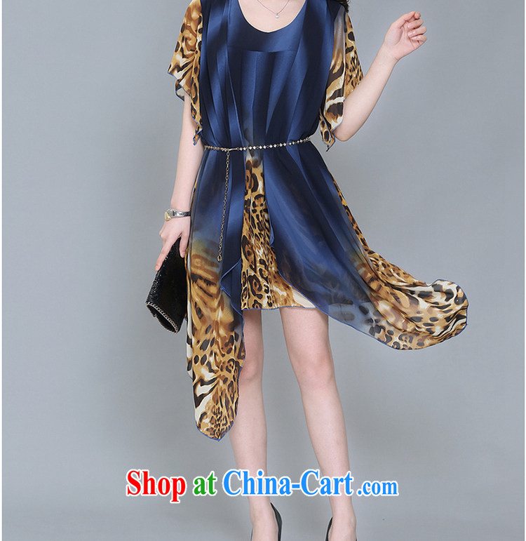 100 city better bring about 2015 summer new, personalized stamp ribbons large skirt with large, middle-aged and older dress with belt blue Leopard XXXXL pictures, price, brand platters! Elections are good character, the national distribution, so why buy now enjoy more preferential! Health