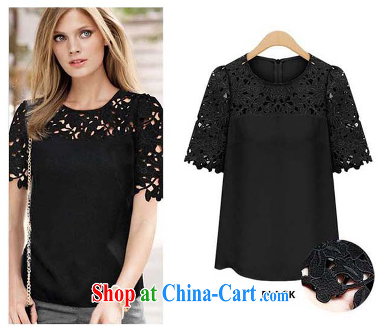 1000 fruit and fat XL girls Summer in Europe and America, New Jack 200 mm thick very casual solid shirt lace stitching graphics thin T-shirt 2038 black 5 XL pictures, price, brand platters! Elections are good character, the national distribution, so why buy now enjoy more preferential! Health