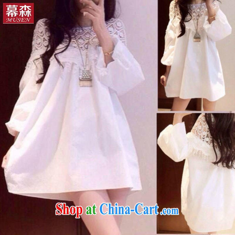 The sum 2015 spring and summer, loose the Code women mm thick graphics thin Korean relaxed dress sexy lace skirt solid 200 jack can be seen wearing a white XXXL, Sum, and shopping on the Internet